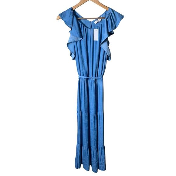 NEW LOFT Ruffle Tiered Midi Dress Size Large - Picture 5 of 9